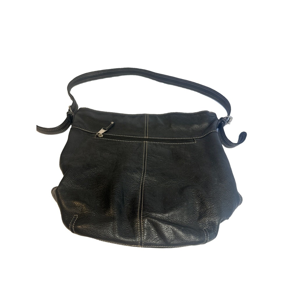 Tignanello Purse Black/Dark Brown Genuine Leather Shoulder Purse Zip Closure Y2K